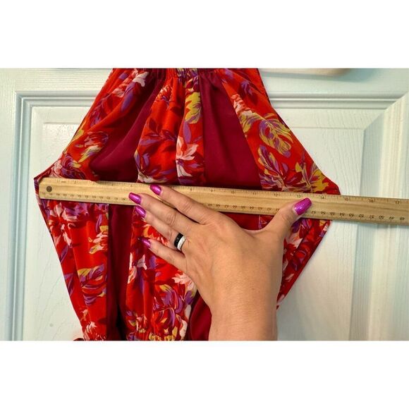 NWOT Modcloth Dress Burgundy Floral Illuminated Elegance Halter Maxi Dress XXS - Picture 10 of 11